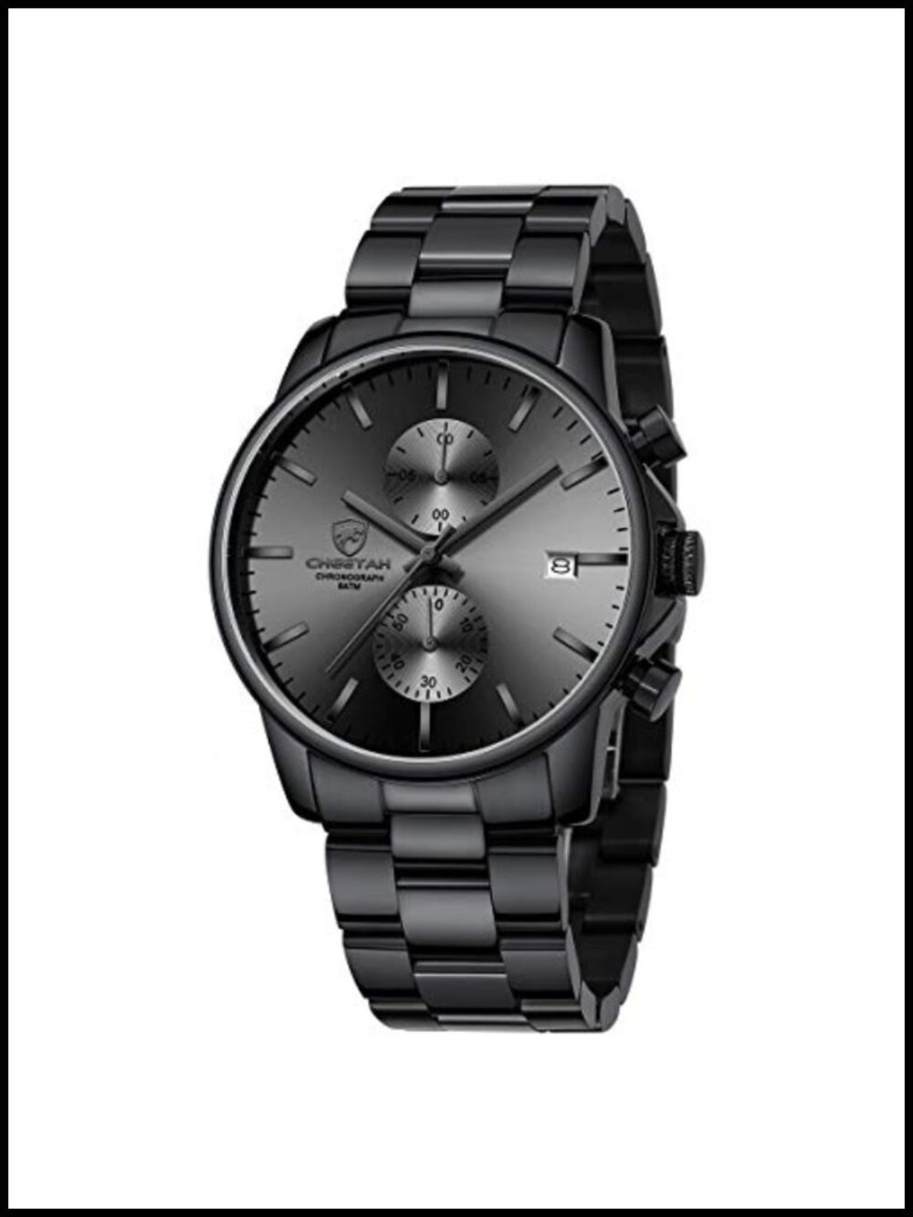 Mens Stainless Steel Chronograph Quartz Watch Waterproof Business Auto Date